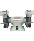 Heavy Duty Eight Inch Dual Wheel Bench Grinder Featuring Adjustable Tool Rests And Safety Visors Hardcore Three Quarter Horsepower Motor Integrated Dust Vent Shop Beast Built Tough For Garage Work with clear view of grinding wheels