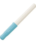 Kakuno Fine-Nib Fountain Pen With White Body And Soft Blue Cap, Smooth Writing For Beginners And Pros, Your Go To Daily Driver For Office And Journal, Perfect Gift For Desk Set. White resin fountain pen with soft blue cap, single pen on white background