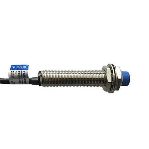 Side view of Two Pack 5V NPN No M12 Inductive Proximity Sensor Switch with 4mm sensing, ideal for 3D printer auto bed leveling and CNC Z probe.