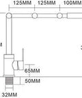 ZBSAVFM Lead-Free 304 Stainless Steel Articulating Kitchen Faucet dimensions diagram with measurements and design details.