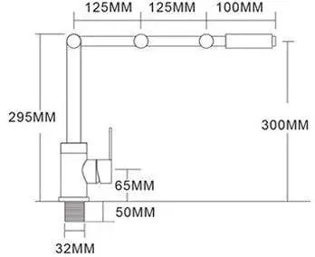 ZBSAVFM Lead-Free 304 Stainless Steel Articulating Kitchen Faucet dimensions diagram with measurements and design details.