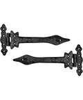 Two Piece Gate Hinge Set For Wooden Fences Heavy Duty Black Matte Finish Cast Iron Outdoor Barn Hinges Top View