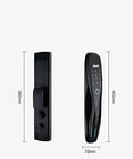 Heavy Duty Smart Door Lock Featuring Biometric Fingerprint Scanner App Control Passcode Entry Built In Theft Alarm And Long Lasting Battery For Dead Simple Home Protection Setup dimensions shown with keypad and scanner.