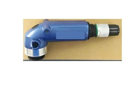 Heavy Hitting Pneumatic Angle Die Grinder Air Powered Compact Workhorse Adjustable Power Regulator side view with connector.