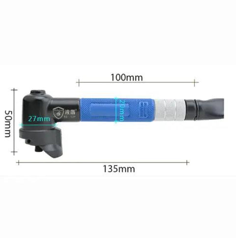 Heavy Duty Right Angle Pneumatic Air Die Grinder With Snappy Elbow Cutout for Nitty Polish and Burnish Runs in Cramped Zones 3mm Chuck