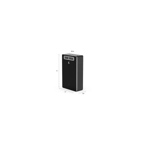 Rock Solid Outdoor Natural Gas Tankless Water Heater With Smart Voice Control And Top Shelf 140000 Btu Efficiency, 23x14x7.25 inches.