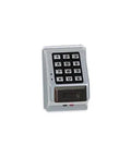 Heavy Duty Proximity Mortise Lock Featuring Slick Satin Chrome Deadbolt Plate And Plug And Play Rapid Tap Rfid Reader Delivering Bulletproof Security On Commercial Doors keyless entry keypad on metallic surface.
