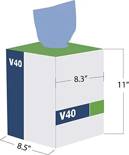 Blue V40 Value Series Center Pull Wiper Sheets All Purpose Disposable Cleaning Towels 10 x 11.5 Inches Roll Of 200 Grab And Go