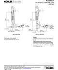 Technical drawing of PureFlo 45" Plumbing Drain K-37382 specifications for installation and dimensions.