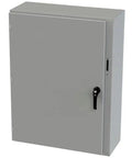 Heavy Duty Enclosed Circuit Breaker Delivers Straight Up Arc Flash Remediation 800 Amp 65K At 480 Volt Nema 3R Ul Certified grey enclosure with handle.