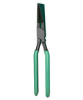 Pro Grade Metal Bending Pliers For Precision Sheet Metal Bending In Tight Spaces with straight jaw, green handles, front view