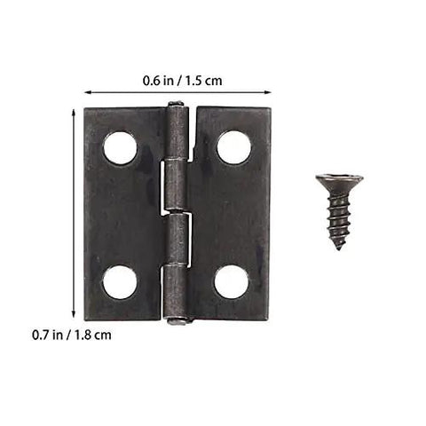 Beefy Heavy Duty Self Closing Spring Hinges For Jewelry Boxes durable metal hinge with screws, shown with included screw