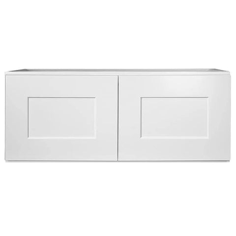 Front view of Brookings Shaker Bridge Wall Kitchen Cabinet W3012 30 W X 12 D X 12 H Painted White Solid Wood Ready To Assemble