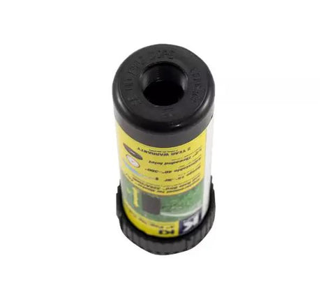 Top Rated Smart Set Rotor Sprinkler With 4 Inch Pop Up Design and smooth adjustment, detailed view of top with instruction label.