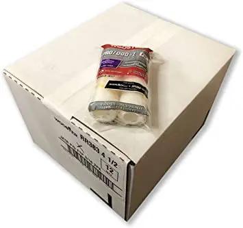 Professional Closed End Paint Roller Covers 4.5 Inch With 3/16 Nap in packaging on a cardboard box.