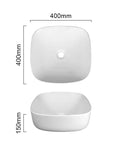 USZWBY Vessel Sinks Bathroom Vessel Sink Household Small Space Ceramic Wash Basin Desktop Art Bathroom Bowl Sink top and side view with dimensions