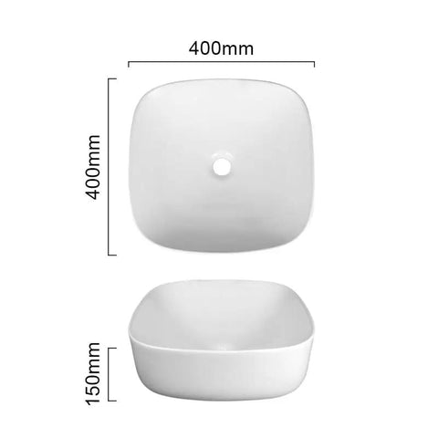 USZWBY Vessel Sinks Bathroom Vessel Sink Household Small Space Ceramic Wash Basin Desktop Art Bathroom Bowl Sink top and side view with dimensions