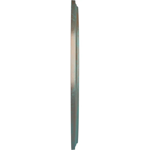 Side view of Melonie Ceiling Medallion Copper Green Patina, 16 Inch Outside Diameter, showing lightweight and thin profile.