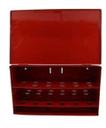 Keep Your Emergency Gear Locked And Loaded With This Beefy Red Wall Mount Fire Sprinkler Spare Head Box Holds Twenty Four Empty Stashes NFPA Certified For Pro Repairs. Red steel wall mount box open to display compartments for spare sprinkler heads.