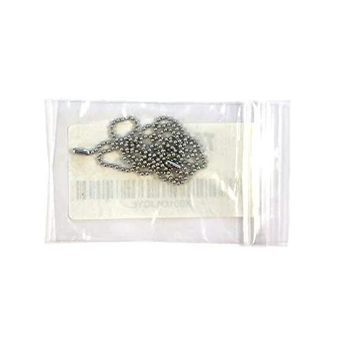 Stainless Steel Military Dog Tag Chain Set With Two Ball Chains 27 Inch And Four Point Five Inch MilSpec Size Three Two Point Four Millimeter in bag
