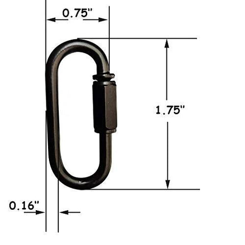 Heavy Duty D Shape Chain Locking Quick Link Connector M4 4mm Black Iron With Anti Rust Paint dimensions