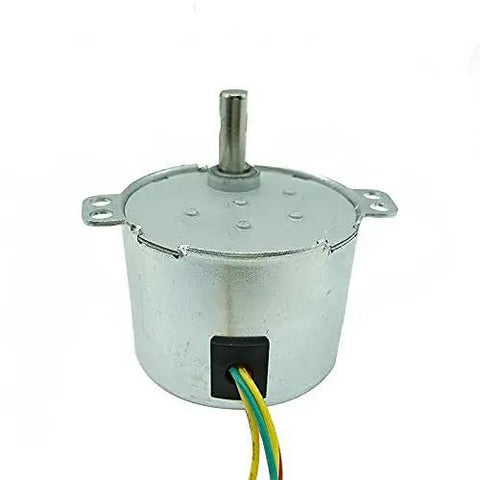 110V 1RPM Synchronous Gear Motor With CW CCW Modes, compact 50x38mm motor for DIY projects, visible wiring, front view.