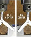 Round bar center finder tool for milling machines with 3/8 in shank; left shows off-center, right shows on-center alignment.