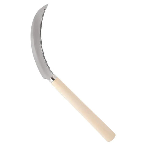 K208 Berry Harvest Sickle With Wooden Handle, 6.5-Inch Serrated Stainless Steel Blade, Japanese Style Curved Go-To Harvest Tool