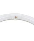Close-up of the connector on a 40W 16 Inch Circline Fluorescent Bulb Replacement With 4 Pin G10Q 4 Base T9 Style 2700K Warm White