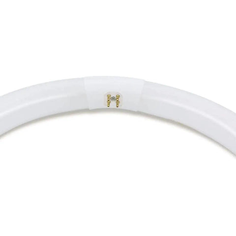 Close-up of the connector on a 40W 16 Inch Circline Fluorescent Bulb Replacement With 4 Pin G10Q 4 Base T9 Style 2700K Warm White