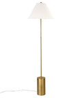 64 Inch Tall Floor Lamp With White Fabric Empire Shade In Brass Finish Modern Tall Lighting For Living Rooms Bedrooms And Offices.
