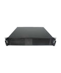 Ultra Short 2U Rack Mount Server Chassis Featuring 390mm Depth Tough As Nails Steel Build with front panel and vents.