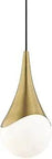 Aged Brass Ariana Pendant Light With Opal Glossy Glass Shade Sleek Small Pendant Fixture Incandescent Compatible Modern Minimalist Ceiling Light For Kitchen Island Bar Area Or Dining Nook