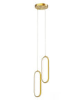 UIOLCFF Classic Modern Simple Gold Aluminum Pendant Light LED 18W Three Color Dimmable Hanging Lamp Bedroom Living Room with dual oval shades.