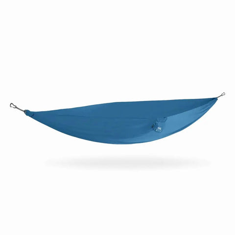Wallaby Lightweight Hammock With Straps Portable Chill Spot Glacier Blue shown fully extended in ripstop nylon