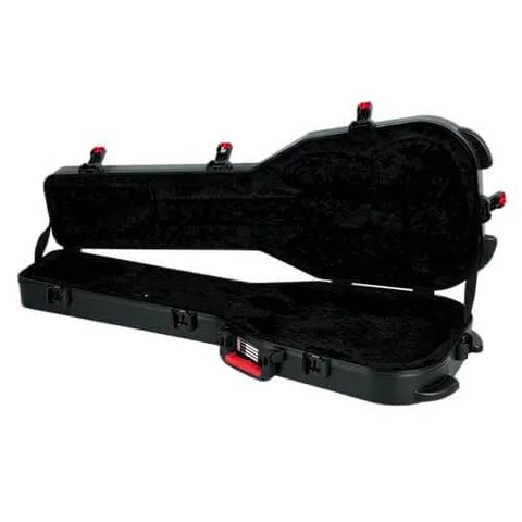 Open Molded Flight Case For SG Style Double Cutaway Guitars With ATA Roto-Molded Polyethylene Shell showing interior foam nest