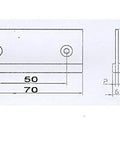 Technical diagram of 2 Inch Center To Center Aluminum Modern Cabinet And Drawer Edge Pull Handle For Kitchen Bathroom, 70mm Length