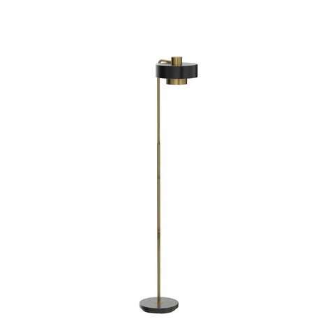 Felipe Floor Lamp With Tilting Head, Antique Brass Finish And Matte Black Accent, Mid Century Modern Style for living room