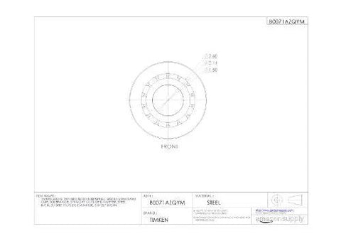53375 Tapered Roller Bearing Single Cup Standard Tolerance diagram with 3.75 inch outside diameter and 0.8125 inch width, steel