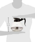 Lightweight Plastic Coffee Decanter With Stainless Steel Base 64 Ounce Capacity shown beside scale for size reference.