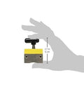 MagSquare magnetic welding clamp in hand, 6 cm length, precise fixturing, on/off switch, 150 lb hold, ideal for welding kits and tools.