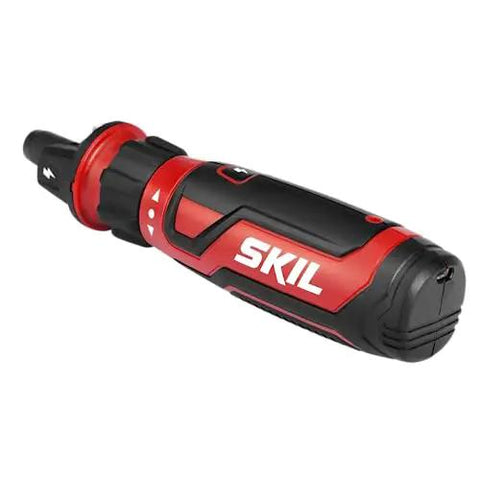 Rechargeable 4V Cordless Screwdriver With Circuit Sensor Technology For Safe Electrical Work Includes 9 Bits Bit Holder USB Charging Cable Easy Forward Reverse Compact Handy Power Tool For Everyday Fixes, side view