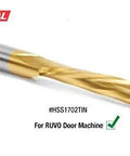 Side view of Amana Tool tin-coated HSS drill bit, 1/2 in diameter x 2-1/2 in length, 1/2 in shank.