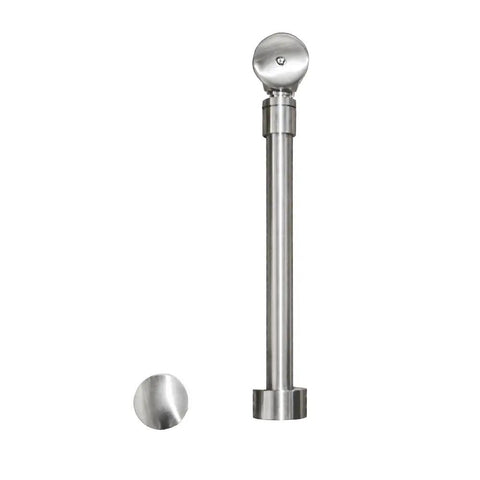 Straight Up Premium Push To Seal Bath Waste Overflow Drain With Pivoting Head And Brushed Gold Finish, vertical view.