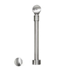 Slick Matte Black Push To Seal Bath Waste And Overflow Cover With Tight Sealing Pop Up Drain Valve For Hassle Free Plumbing Setup And Zero Drip Odor Elimination, showing long stainless steel body and round top.