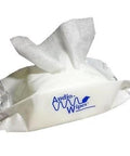 Audio-Wipes towelettes two-pack in white package with Audio-Wipes logo