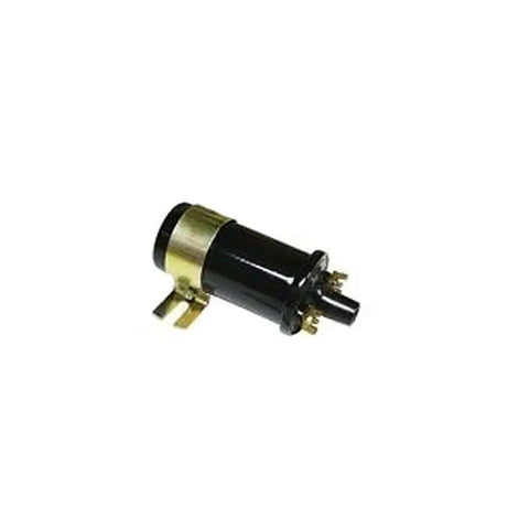 Ditch The Old Gauge With This Heavy Duty Six To Twelve Volt Alternator Conversion Kit For International Cub Loboy Tractors Featuring Smooth Bolt On Brackets And Rock Solid Mini Generator Setup, showing a black ignition coil with brass fittings.