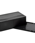 Heavy Duty Abs Plastic Enclosure Solid Rugged Dustproof Junction Box With Screw Tight Lid Kickass Black Project Housing For Electronics Wiring Diy Projects side view with lid off