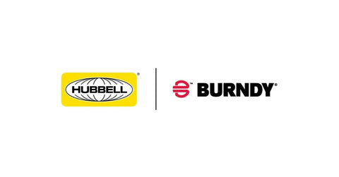 Hubbell and Burndy logos side by side on a white background.