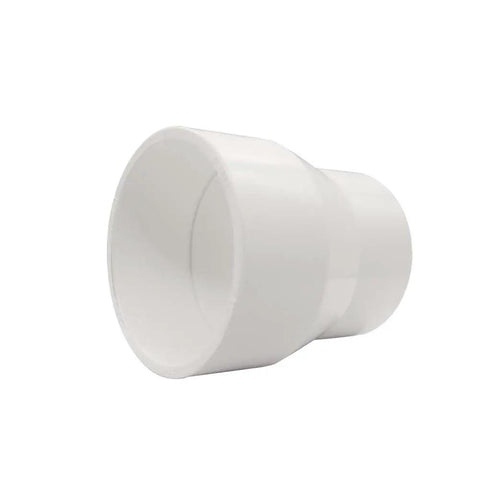 PVC Reducer Coupling Socket To Socket 4 Inch By 2 Inch Schedule 40 DWV Pipe Fittings for DIYers and Pros, white adapter